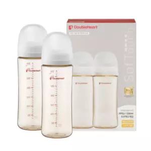 더블하트 아기 수유 젖병 330ml 트윈팩 노꼭지 화이트