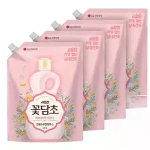 샤프란 꽃담초 연꽃 실내건조 섬유유연제 리필 1.6L 4개 엘지생활건강 고급세제 은은한향 부드러운 향기케