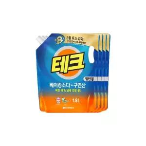 테크 베이킹구연산 액체세제 일반 리필 1.8L X 4개