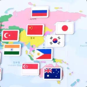 자석만국기 세계지도 90개국 태극기포함 아시아학습