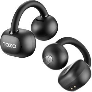 TOZO 오픈 이어링 트루 이어 헤드폰, 경량 컴포트 클립 무선 이어버드, 40H 플레이 블루투스 5.4 스마트 디지털 디스플레이 디자인 핏 스포츠 러닝, 운동