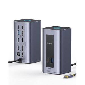 macOS /Win용 베이스어스 도킹 스테이션 듀얼 모니터, 노모스 맥 에어(12 in 1) 노트북 스테이션, 4K HDMI, 10Gbps USB 포트, 1Gbps 이더넷, PD 100W(전원 어댑터 없음)