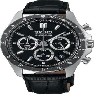 [세이코] SEIKO 15초 크로노그래프 쿼츠 CHRONOGRAPH QUARTZ 손목시계 맨즈 SBTR021 블랙 레더 []