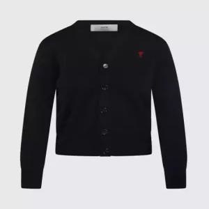 26SS 아미 ADC 스몰 하트 로고 V넥 가디건 FKC374 001 009 BLACK DOM
