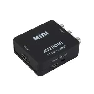 AV to HDMI 변환 컨버터 3RCA 영상 오디오 입력 레트로 게임기 컴포지트 블랙
