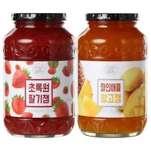 초록원 딸기잼1kg 파인애플망고잼1kg 쨈 토스트 시럽 선물 답례품 어버이 날 티백 건강차 결혼식