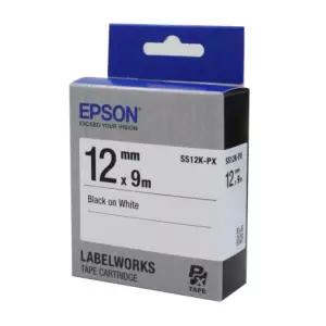 EPSON)라벨프린터리본(SS12K)백색 흑문자/출력기/프린터/스티커/파일정리/표시용/산업현장/사무실/정리용