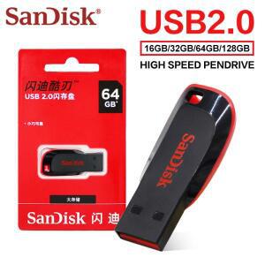 SanDisk CZ50 USB 플래시 드라이브 16GB 32GB 메모리 스틱 크루저 블레이드 스토리지 디스크 128GB 컴퓨터