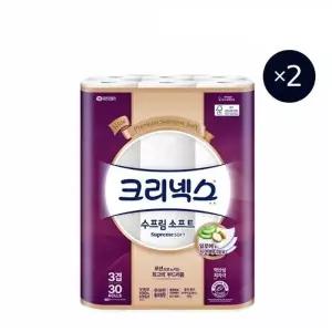 크리넥스 3겹 펄프 수프림 소프트 화장지 30m X 30롤 X 2EA