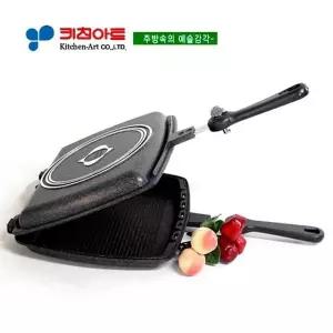 [하프클럽/키친아트]키친아트 직화(直火)은나노(양면마블코팅)그릴직화양면팬(중)