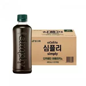 빙그레 아카페라 커피음료 심플리 디카페인 아메리카노 400ml 20개입