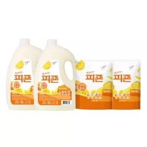 피죤 섬유유연제 용기 옐로미모사 3.1L 2개+리필 2.3L 2개