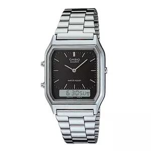 카시오 시계 AQ-230A-1D 레트로 남성용 손목시계 메탈밴드 남녀공용 듀얼타임 CASIO 정품