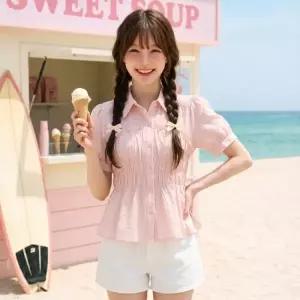 [롯데백화점]SOUP 뷔스티에일체형 반팔 블라우스 SC5SS3E