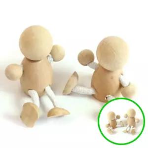 MF08 목각 끈 인형 2개 세트 나무 마리오네트 공예 장식용 목공예인형