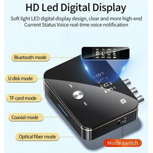 호환 VIKEFON 블루투스 수신기 5.0 NFC 스테레오 3.5mm AUX 잭 RCA 무선 오디오 어댑터 TV PC용 마이크 IR