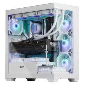 DARKFLASH ATX 미드타워 PC 케이스, 사전 지원, ARGB 수냉 게이밍 듀얼 유리 화이트(DS900) C 풀 4 360MM 최대 PWM 라디에이터 타입 강화 포트, 팬 설치 컴퓨터