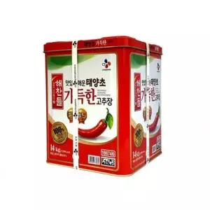 CJ 해찬들 태양초 고추장 가득 14kg 업소용 대용량 식자재 말통 캔 식당용