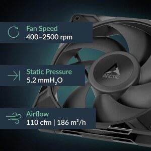 ARCTIC P14 Pro PST, 5팩 - 강력한 프리미엄 팬, Y-케이블 스플리터 포함 140mm PWM 팬, 400-2500RPM, 0RPM 5% PWM, 유체 다이내믹 베어링, 4핀 - 블랙
