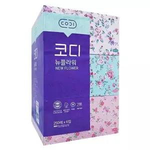 코디 뉴플라워 미용티슈 250매 6입 x 3개