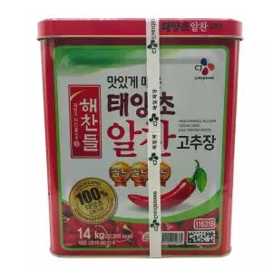바다냄새 도매/업소용 CJ제일제당 해찬들 태양초알찬고추장14kg 말통 총알배송