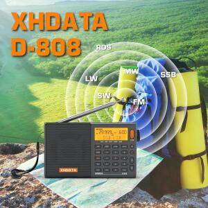 XHDATA D-808 휴대용 라디오 AM/FM/SW/MW/LW SSB AIR RDS 스피커LCD 디스플레이 포함 알람 시계 스테레오