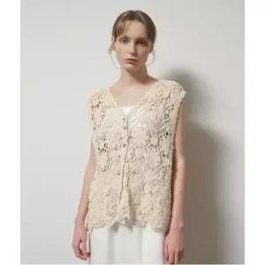 [보니스팍스]오버핏 크로셰 버튼업 니트 베스트 (XP1VW008L0)