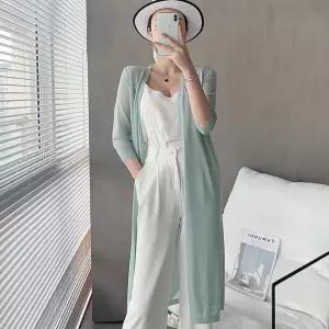 데일리 루즈핏 라인 여름 로브 시스루 롱가디건