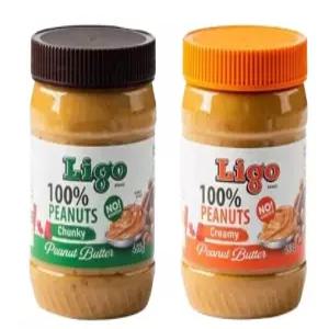 LIGO 100 네츄럴 땅콩버터 땅콩잼 453g (천키 + 크리미) 2개입