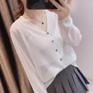 5컬러 브이넥 여성 시스루 파스텔 여름 가디건 얇은 카디건