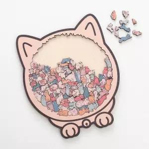 고양이 원목퍼즐 입체조립 두뇌놀이 창의학습 교구 미술활동 공작놀이 집중력놀이