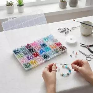28칸 크리스탈 비즈 8mm 크렉무늬 유리구슬 700pcs 팔찌만들기 간편세트 용품 크렉무늬 팔찌만들기