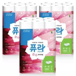 퓨라 순수 프리미엄 3겹 30m 30롤 3팩