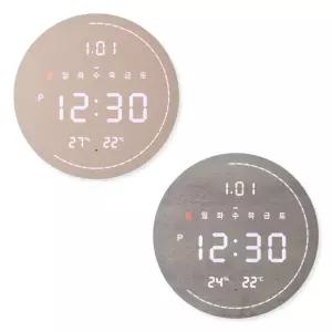 플라이토 3세대 백라이트 터닝 플랫 원형 온습도 LED 벽시계 29cm