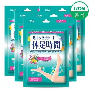 [라이온코리아]휴족시간 시원한 발마사지 쿨링시트 6매입 x 5개