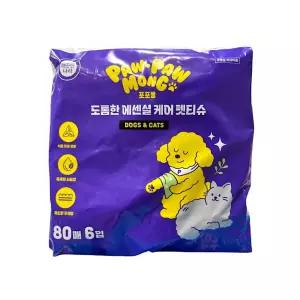 포포몽 도톰한 에센셜 케어 펫티슈 80매 x 6개