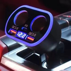 차량 멀티 5구 시거잭 QC3.0 고속충전기 USB+C타입 12-24v겸용 차내