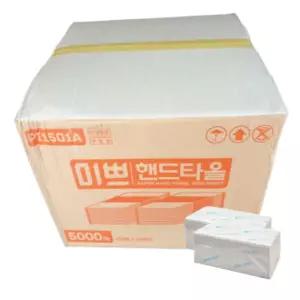 미쁘 무형광 핸드 타올 천연펄프 페이퍼 페이스 타월 손 티슈 손닦는 휴지 5000매
