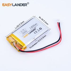 JST2.0 2핀 103050 3.7V 1400mah 충전식 리튬 이온 폴리머 배터리 983050