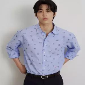 빈폴 멘 다리아송 올오버 아우터형 긴소매 셔츠 - 스카이 블루 BC6464K11Q 64454