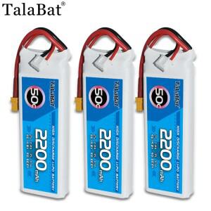 3PCS TalaBat Lipo 배터리 2200mAh 7.4V 50C RC FPV 비행기 쿼드콥터 헬리콥터 드론 부품 2S
