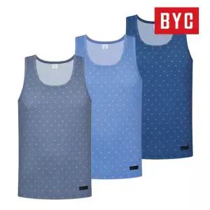 [트라이]BYC 남성 민소매 하이앤노블 80수 면스판 런닝 난닝구 메리야스 3매입 MNS200