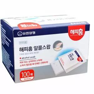 생활 소독티슈 해피홈알코올스왑 알코올스왑 소독스왑 소독용알코올스왑 100매 유한양행 해피홈 하니D3