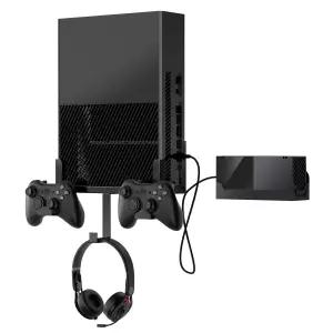 파워 브릭 마운트 탈착식 컨트롤러 홀더 및 헤드폰 걸이가 있는 Nymus Xbox One 월 키트 스탠드
