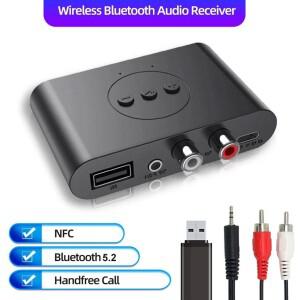 NFC  USB RCA 3.5mm AUX 입력을 갖춘 블루투스 5.2 오디오 수신기  차량용 키트 스피커 증폭기용 마이크가