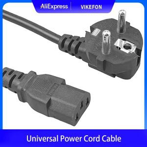 EU/US 플러그 1.5m 5FT 3핀 18 AWG 60C 250V 범용 전원 코드 케이블 NEMA 5-15P에서 IEC320C13까지 블랙 PW