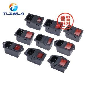 인렛 플러그 핀 커넥터 IEC320 C14 전기 소켓 LED 250V 로커 스위치 황동 10A 퓨즈 컴퓨터 마운트 액세서