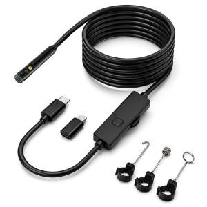 6mm8mm 360 ° 형 내시경 카메라 2MP HD 내시경LED 조명 검사 포함 안드로이드 iOS 폰용 파이프 수리