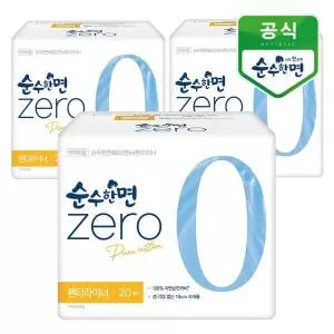 [깨끗한나라] 순수한면 제로zero 팬티라이너 슈퍼롱 20개입x3팩_P370820027