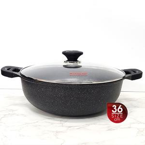 국산 키친아트 인덕션 IH 골드실버 웰빙팬 36cm/대용량 전골 볶음 냄비